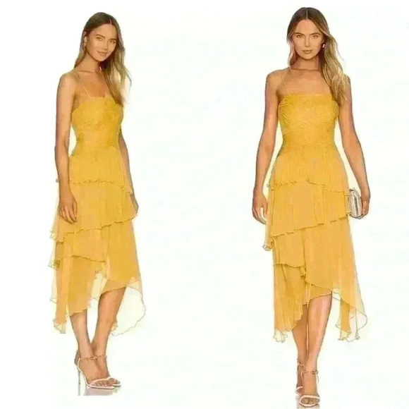NEW Shona Joy Iris Pin Frill Midi Dress in Saffon Yellow Size Xtra Small - Picture 13 of 14